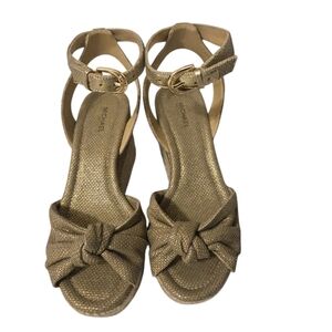 Michael Kors Gold Ankle Strap Wedges 6